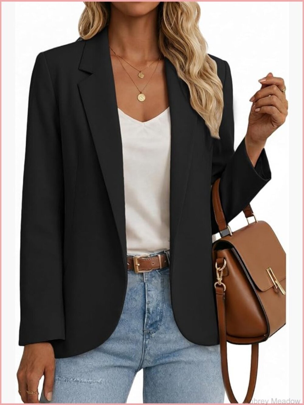 Open Front Casual Blazer Women Lightweight Work Jacket